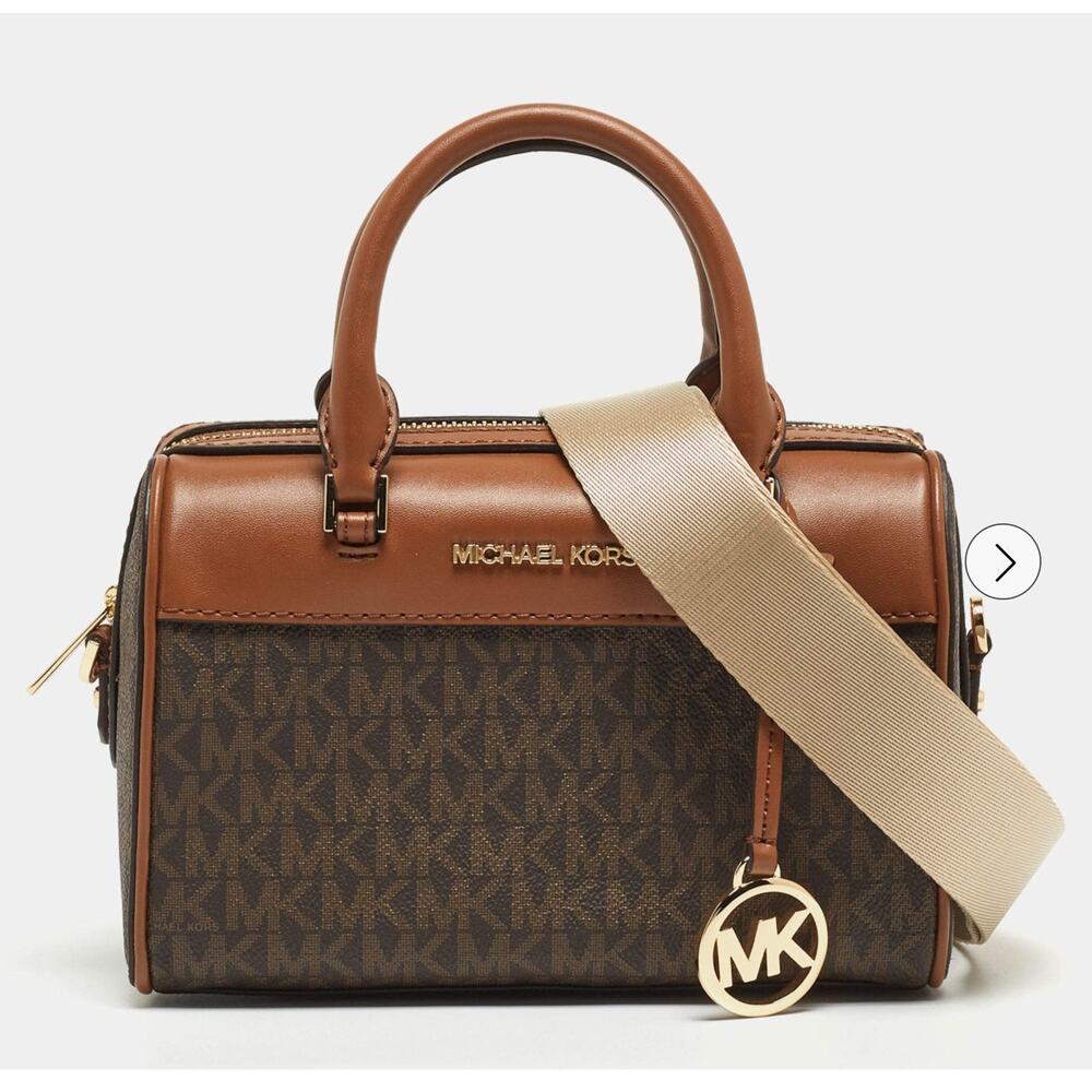 Michael Kors Extra Small Duffle Travel - Leather/Coated Canvas Cross Body Bag